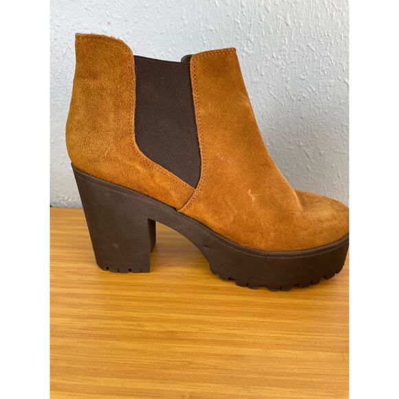 Y2K Suede Chelsea Platform Boots EU Size 40 US Size 9.5 Chunky Heel - Picture 8 of 11